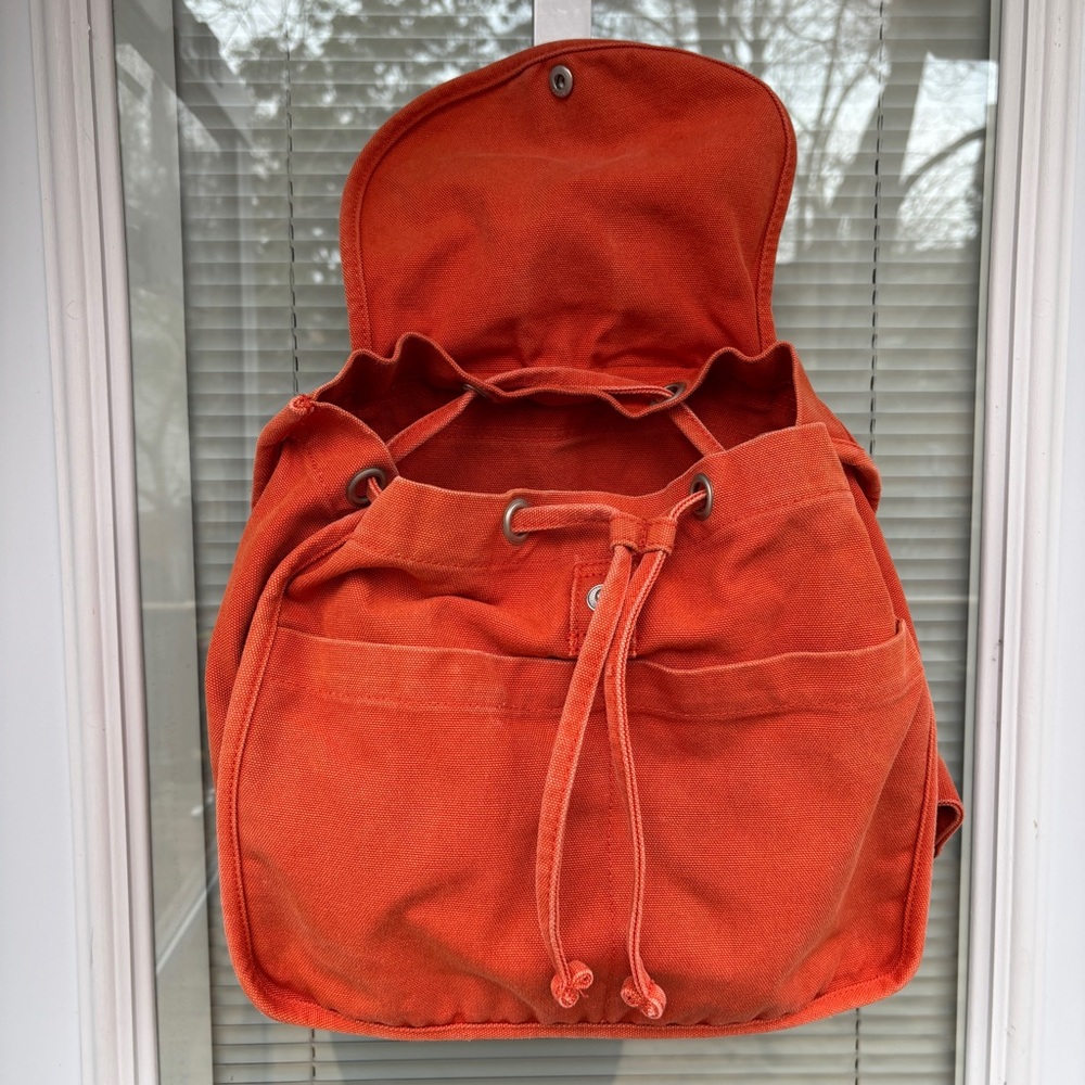 BAGGU Orange Canvas Drawstring Backpack - Picture 6 of 8